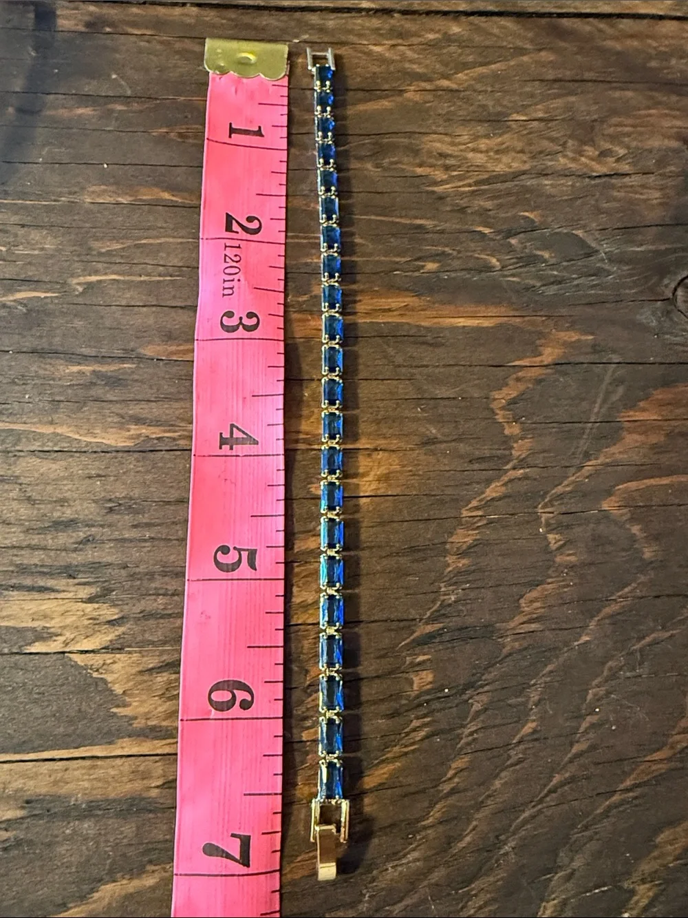 Gold Plated Royal Blue Tennis Bracelet - Classic Women's Jewel